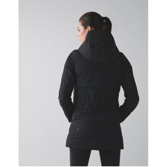 Lululemon Puffy Blanket Jacket Size 4‎ Black Hooded 2 Way Zipper W4D71S - Picture 2 of 14